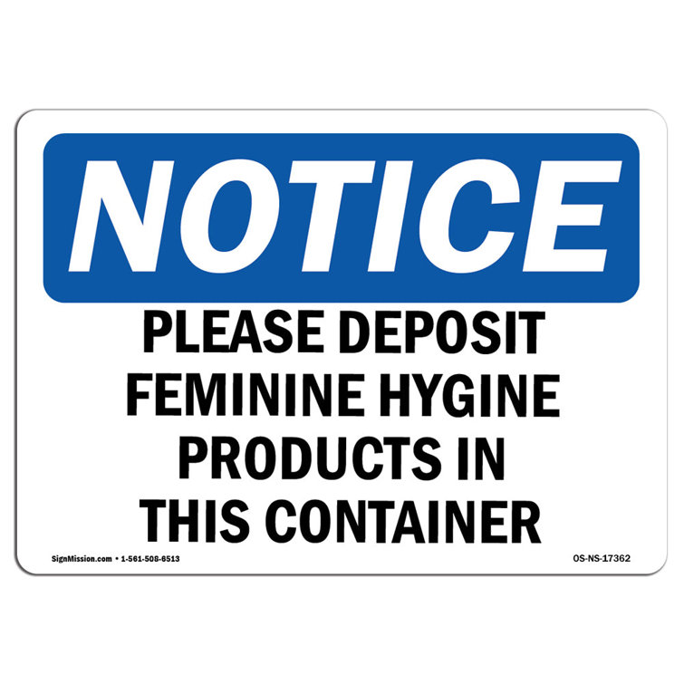 SignMission Notice Deposit Feminine Hygiene Products Wayfair